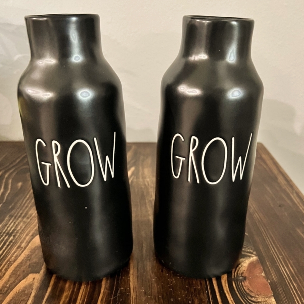 Rae Dunn "Grow" flower vases - set of 2